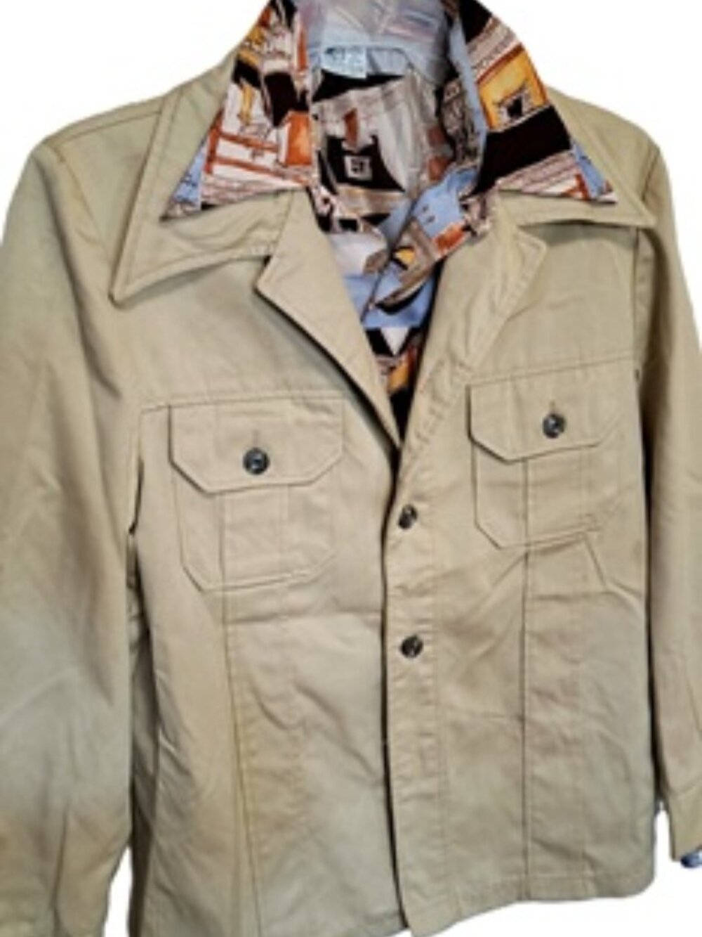 Mens Massive Fly Collar Vtg 70s Pennys Leisure Suit Jacket 40 M